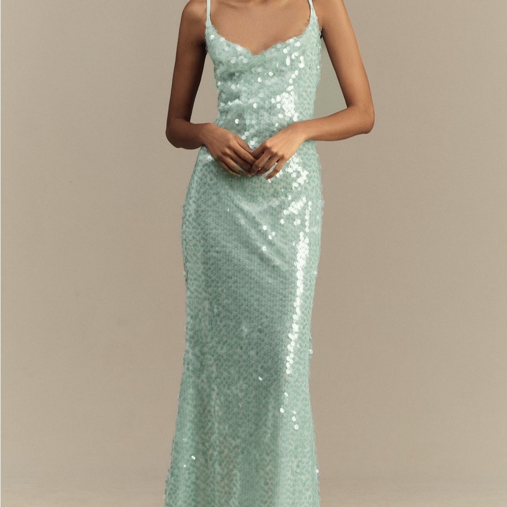 Elegant Mint Green Sequin Dress